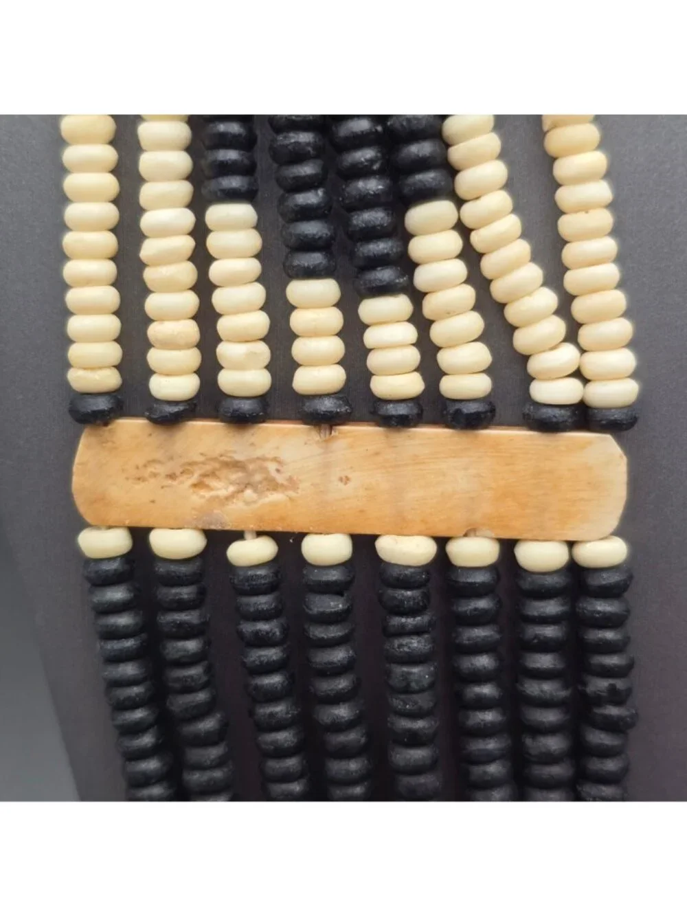 Vintage Naga Tribal Multi Strand Bovine Bone Necklace 19" Hand Carved Ethnic Bib - Picture 9 of 16